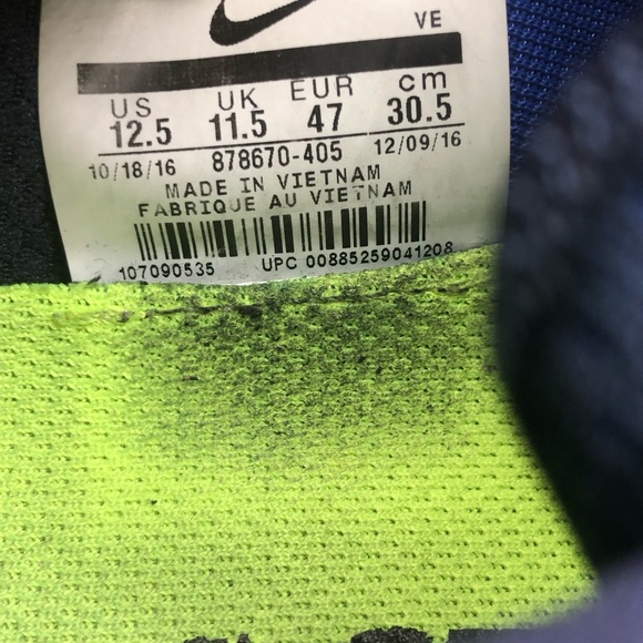 Nike Zoom All Out Flyknit Shoes Men's 12.5 Blue Lace Up Sneakers - Picture 7 of 9